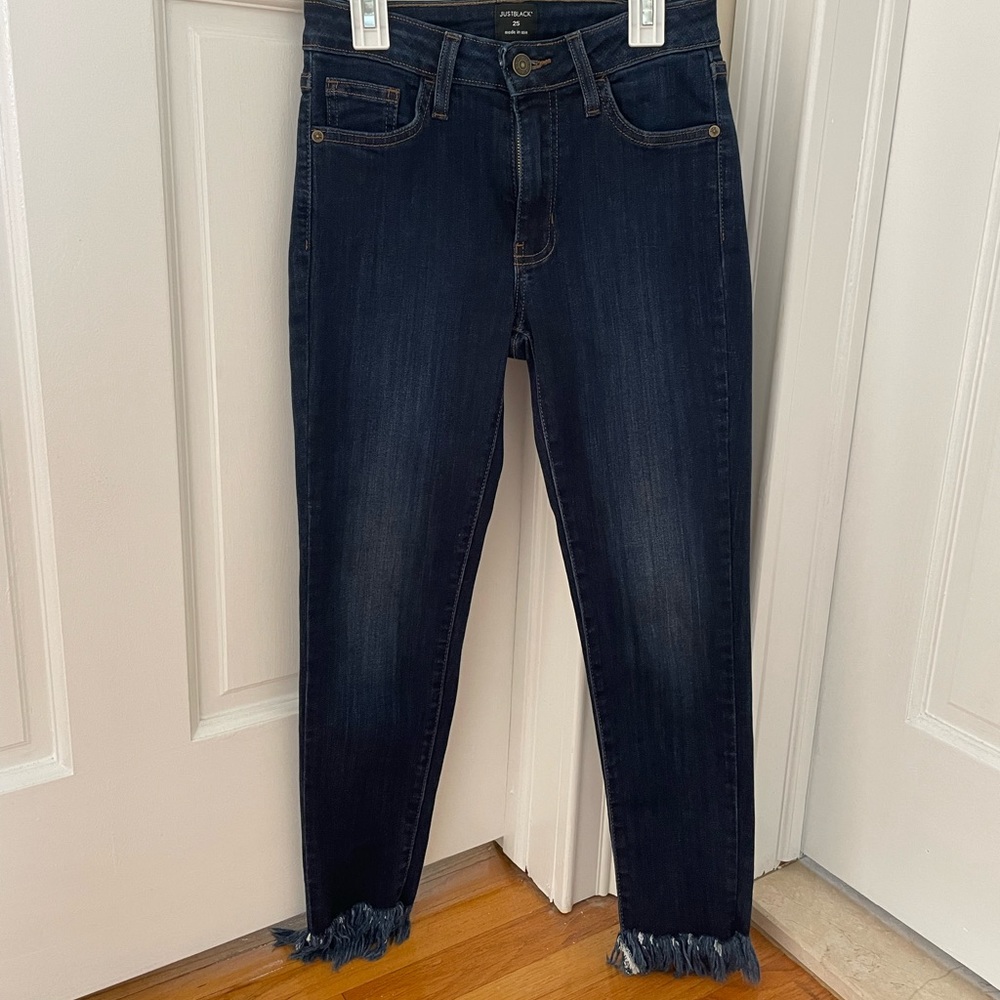 Just Black Skinny Frayed End Jeans